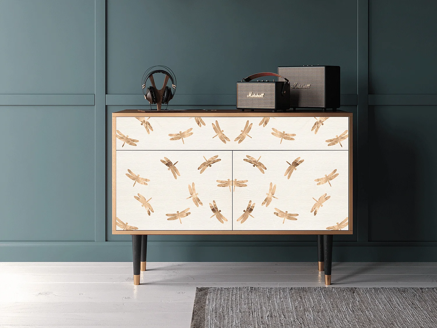 Credenza - 115x85x48 cm - BS4 - Issabelline Flower, Noce