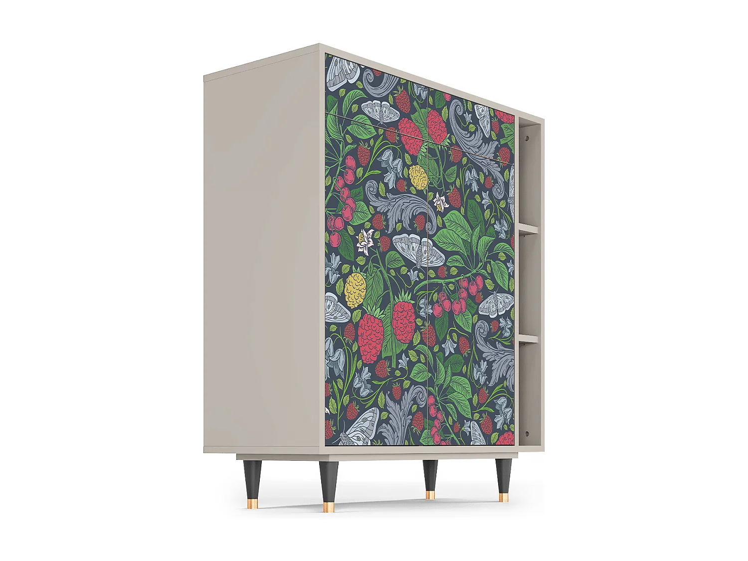 Kredens - 96х110х41 cm - BS6 - Summer Berries, Piaskowy