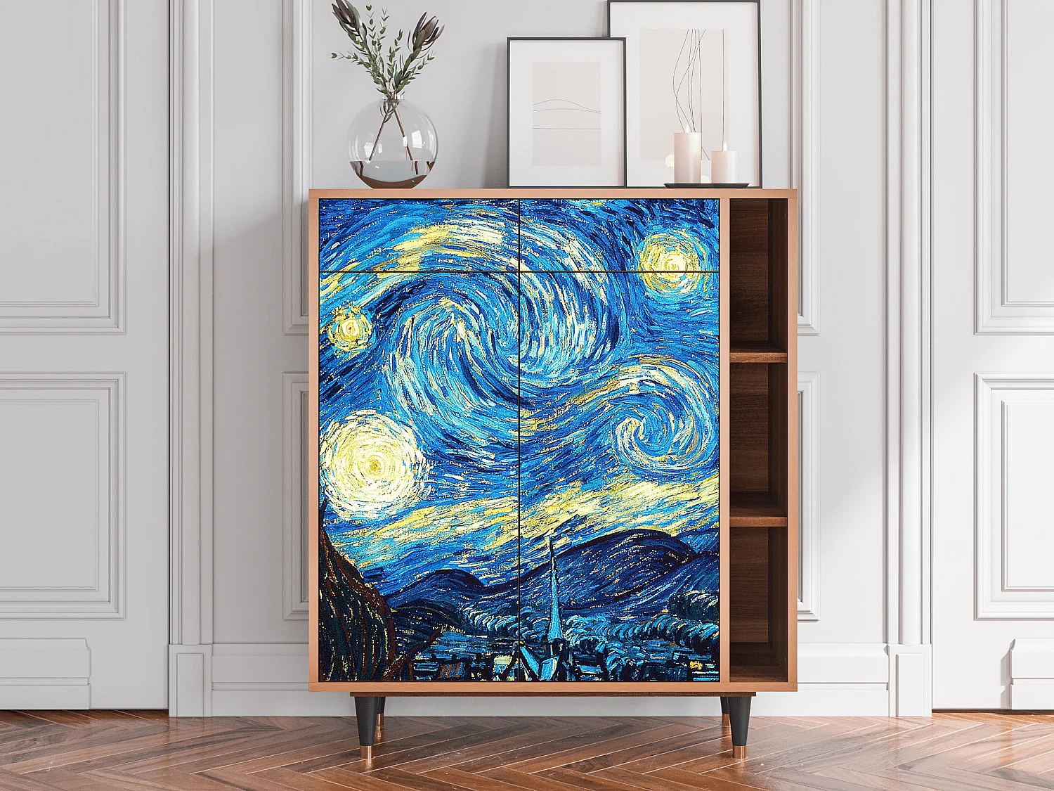 Kredens - 96х110х41 cm - BS6 - The Starry Night  , Orzech