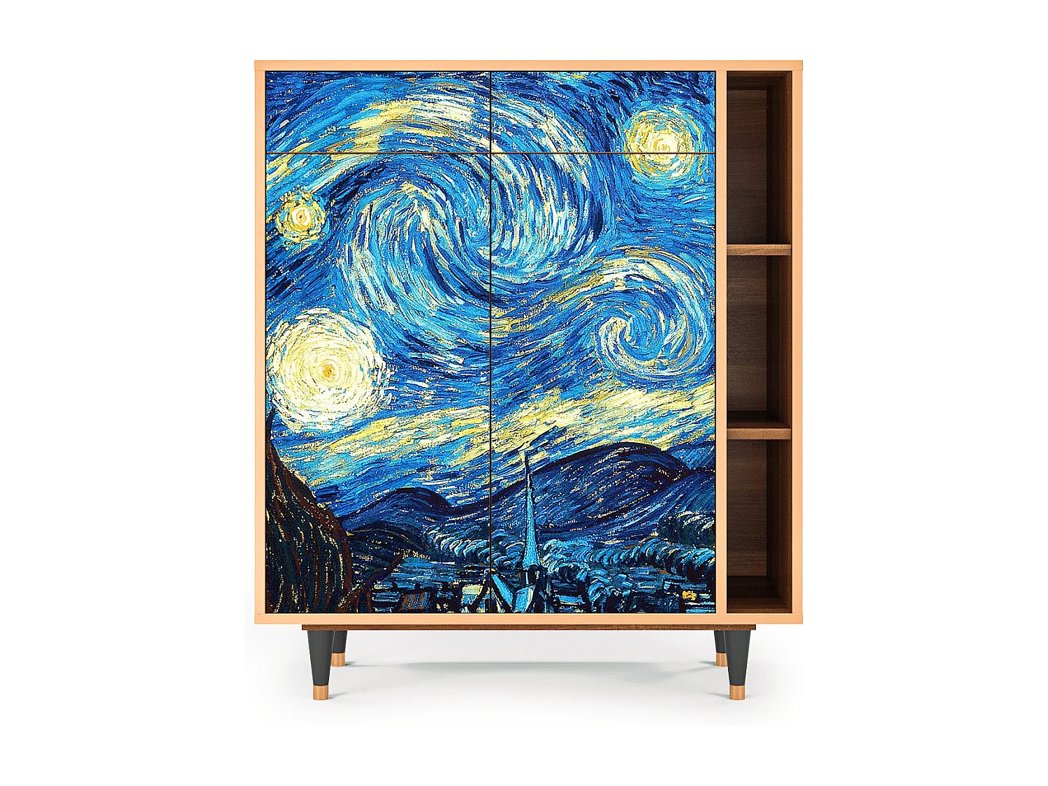 Kredens - 96х110х41 cm - BS6 - The Starry Night  , Orzech