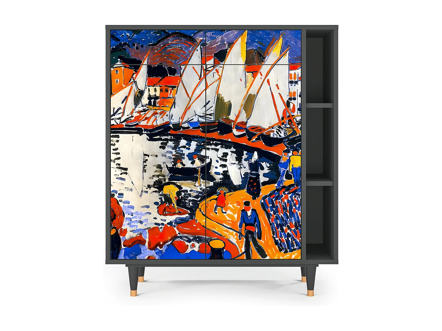 Kredens - 96х110х41 cm - BS6 - Le Séchage des voiles , Antracyt