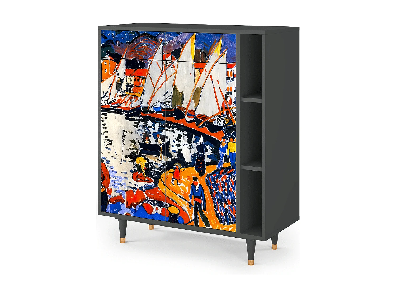 Kredens - 96х110х41 cm - BS6 - Le Séchage des voiles , Antracyt