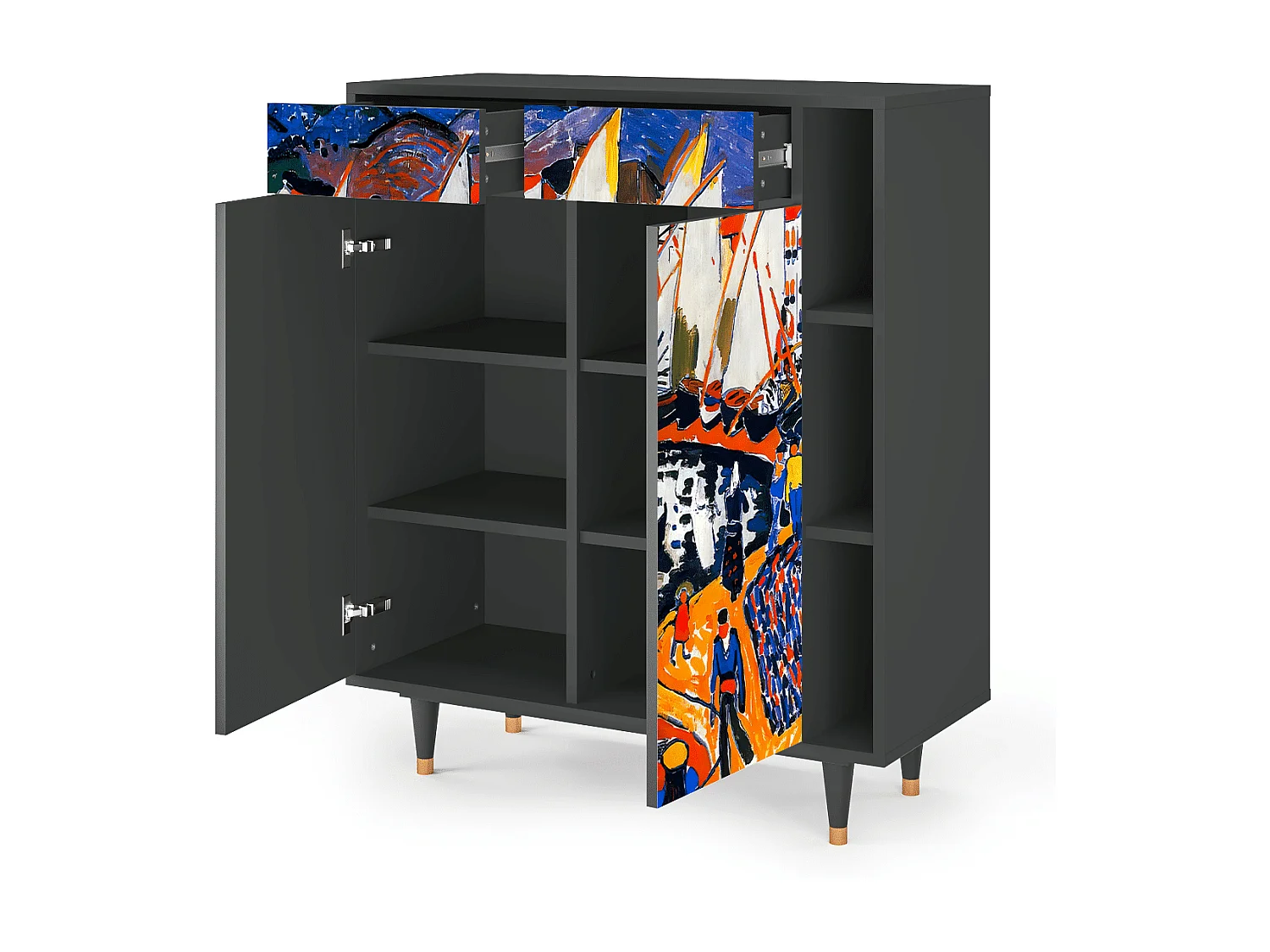 Kredens - 96х110х41 cm - BS6 - Le Séchage des voiles , Antracyt