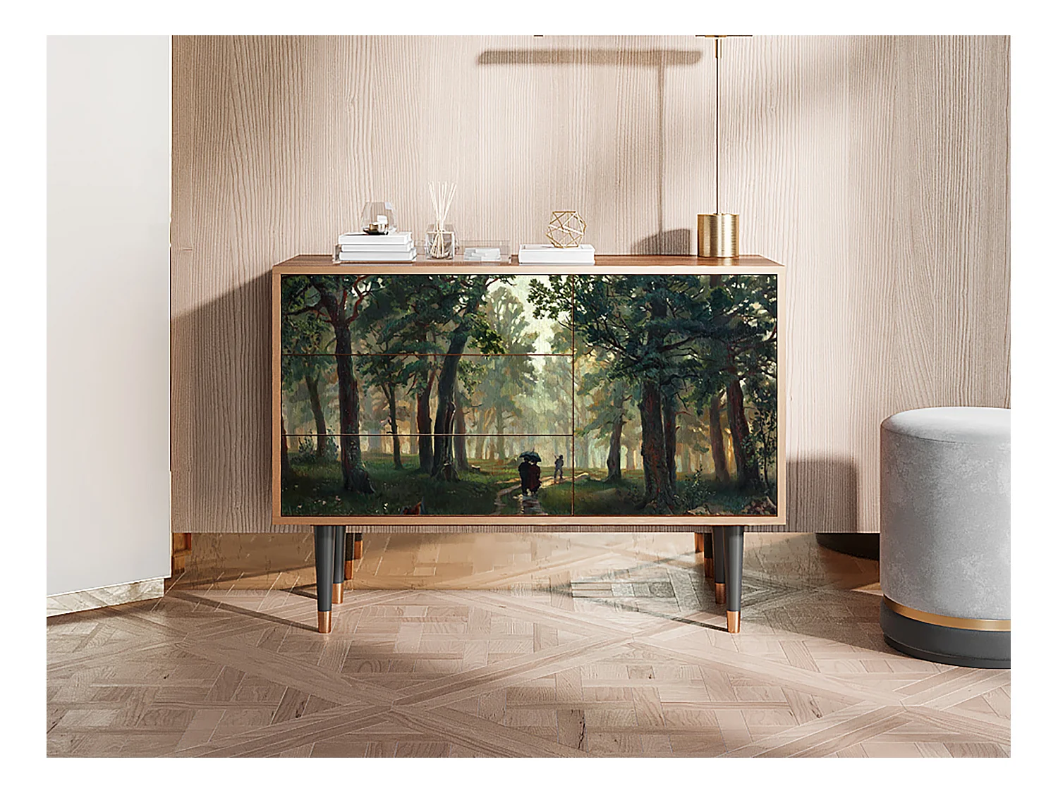 Kredens - 115х84х41 cm - S3 -  Rain in the Oak Forest, Orzech