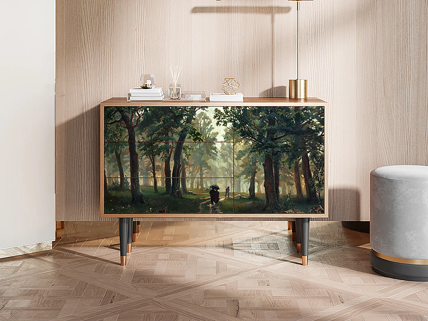 Kredens - 115х84х41 cm - S3 -  Rain in the Oak Forest, Orzech