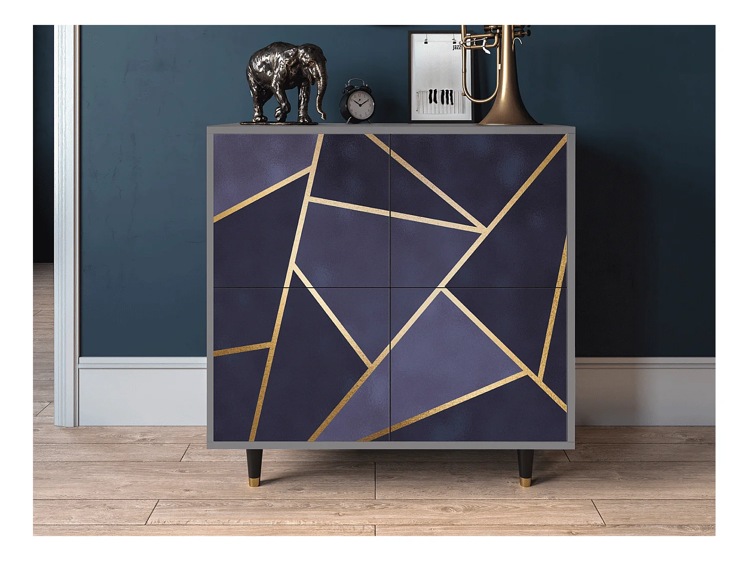 Kredens - 94x96x48 cm - BS3 - The Amethyst, Szary