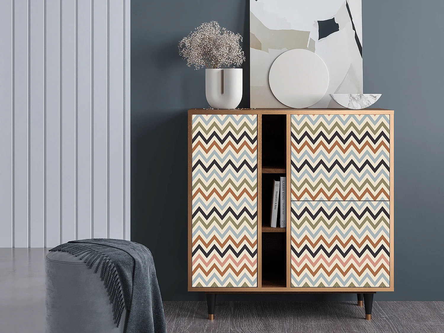 Credenza - 94х96х41 cm - BS5 - Bright Ripple, Noce