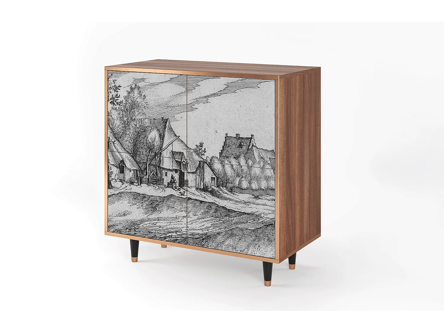 Buffet - 94x96x48 cm - BS3 - Farms in a Village, Noyer