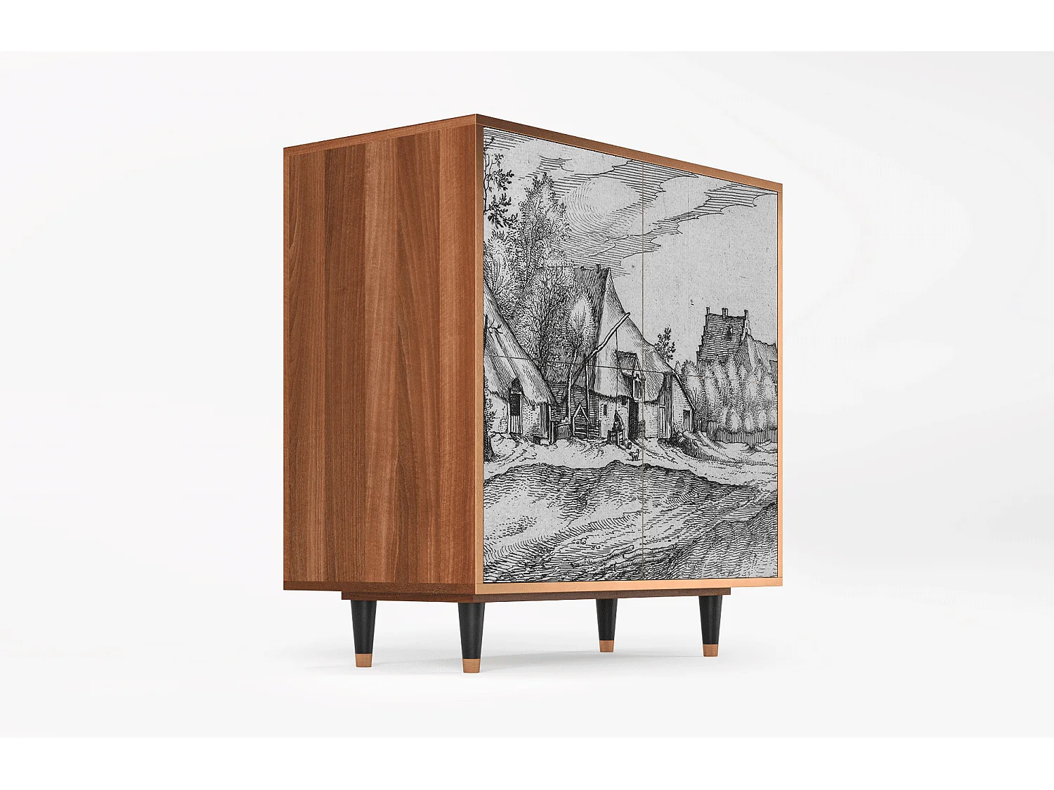 Buffet - 94x96x48 cm - BS3 - Farms in a Village, Noyer