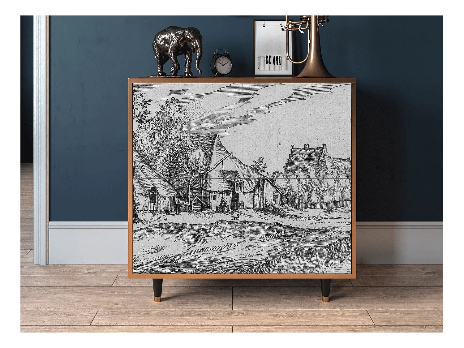 Kredens - 94x96x48 cm - BS3 - Farms in a Village, Orzech