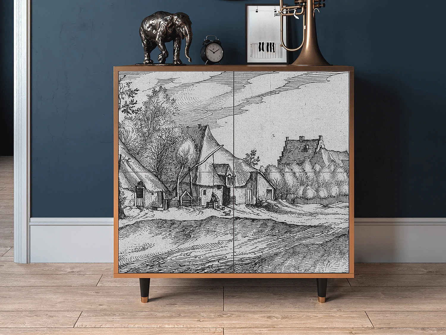 Kredens - 94x96x48 cm - BS3 - Farms in a Village, Orzech