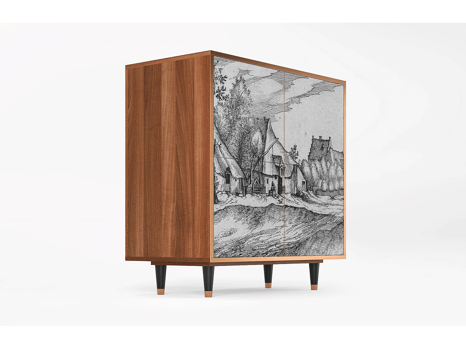 Kredens - 94x96x48 cm - BS3 - Farms in a Village, Orzech