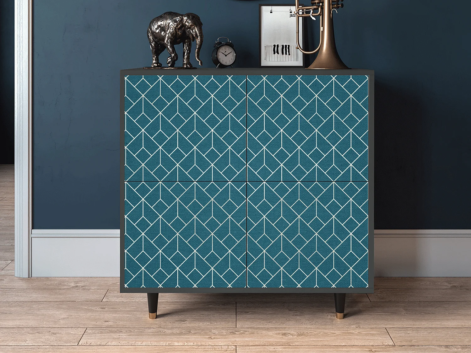 Buffet - 94x96x48 cm - BS3 - Turquoise Geometry, Anthracite