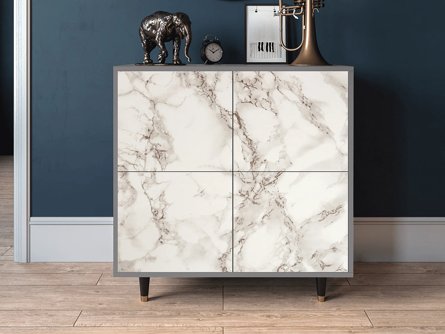 Sideboard - 94x96x48 cm - BS3 - Milk Marble, Grau