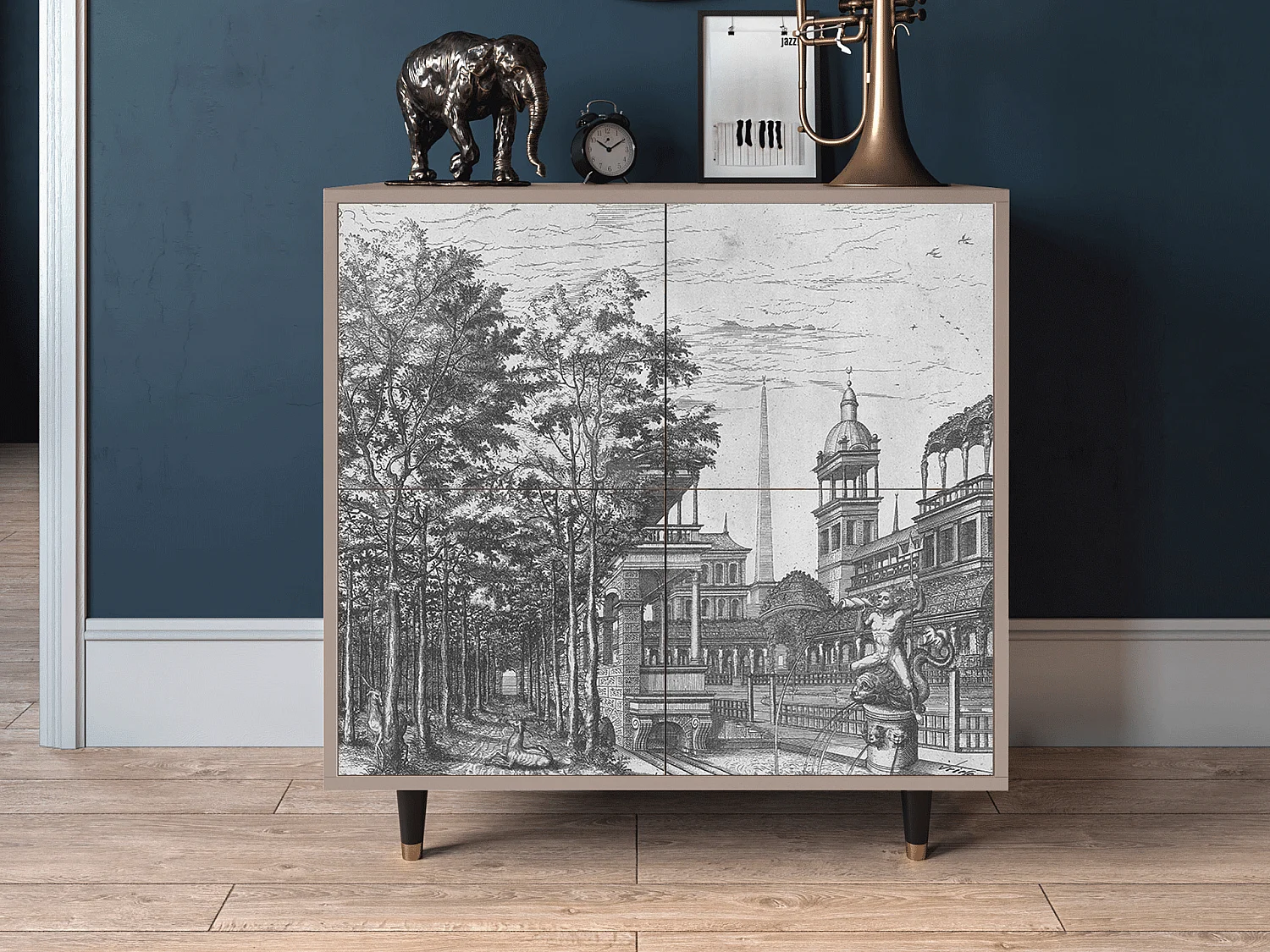Credenza - 94x96x48 cm - BS3 - View of the Piazza, Latte