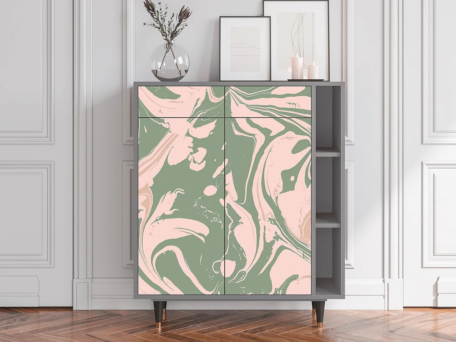 Kredens - 96х110х41 cm - BS6 - Aquarelle, Szary