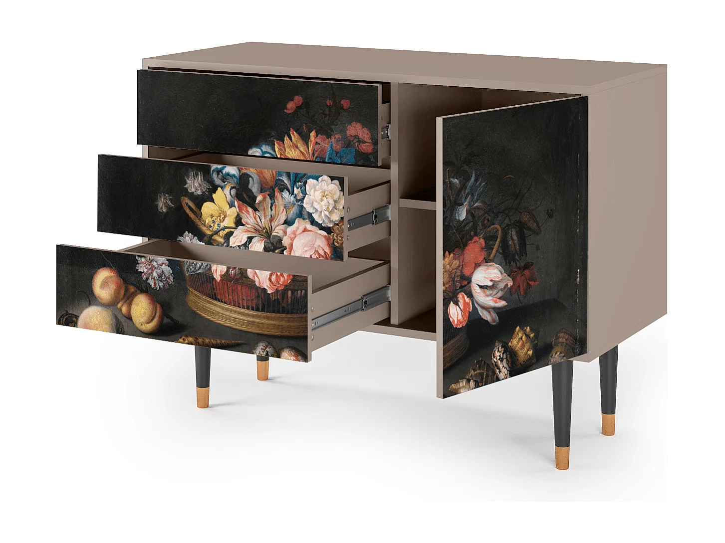 Sideboard - 115х84х41 cm - S3 - Still Life with Flowers, Latte