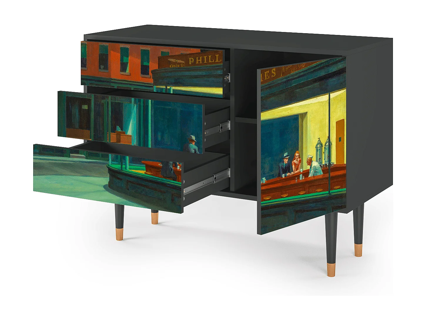 Buffet - 115х84х41 cm - S3 - Nighthawks by Hopper, Anthracite