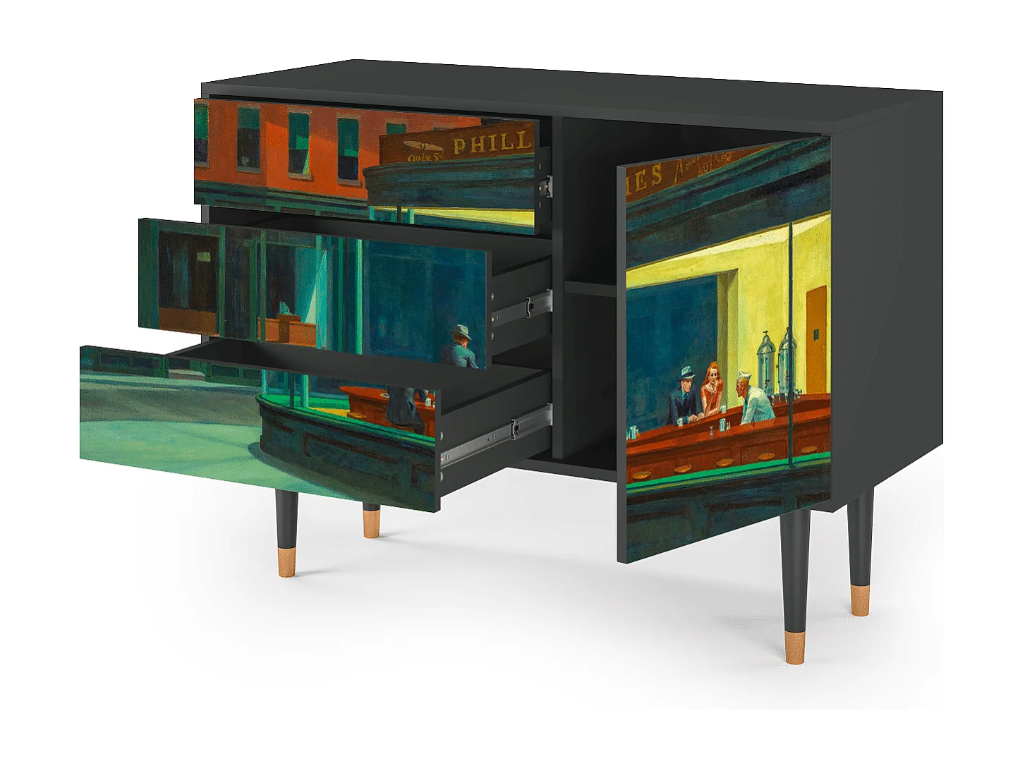 Buffet - 115х84х41 cm - S3 - Nighthawks by Hopper, Anthracite