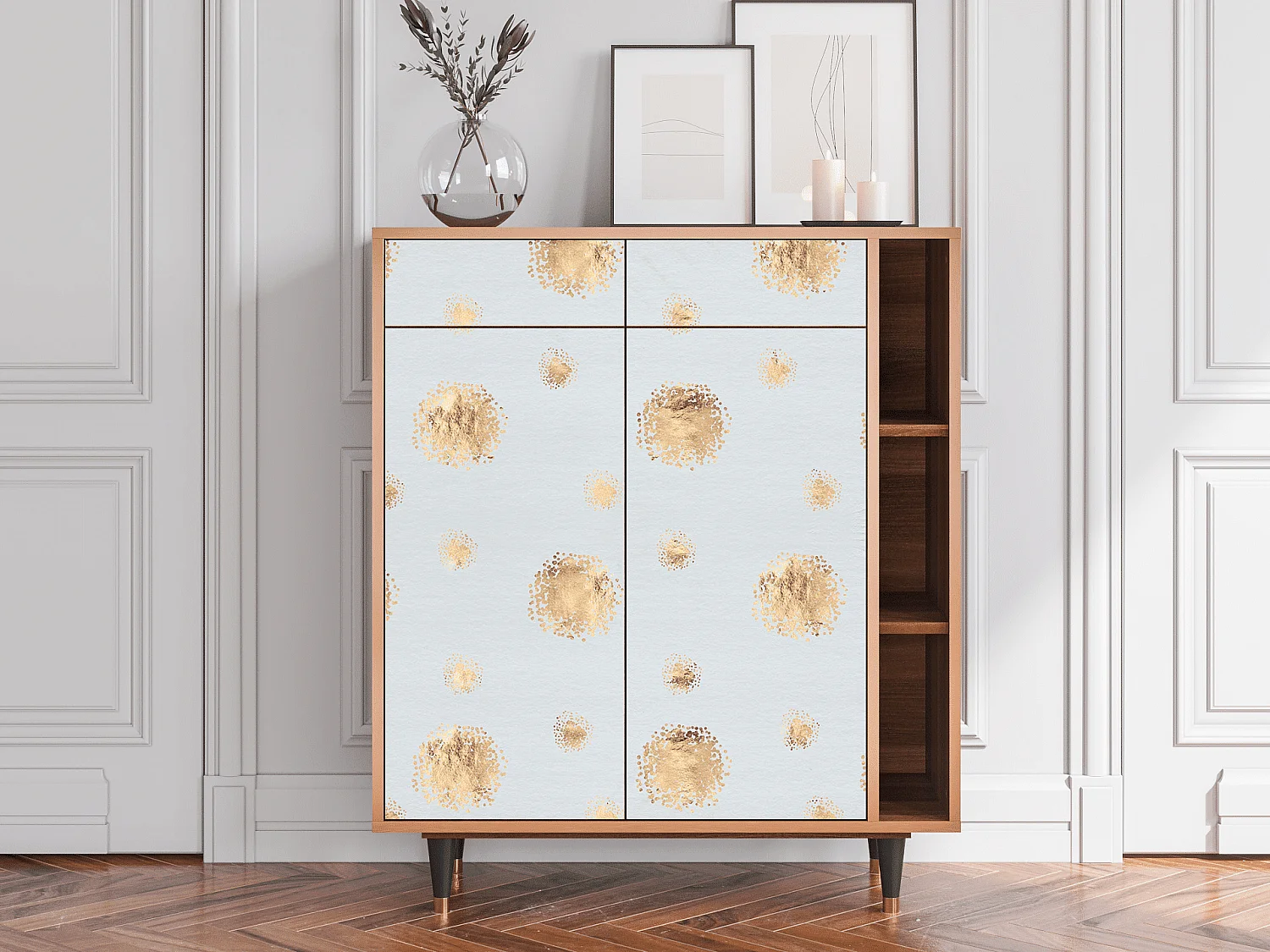 Sideboard - 96х110х41 cm - BS6 - Sky Latte, Walnuss