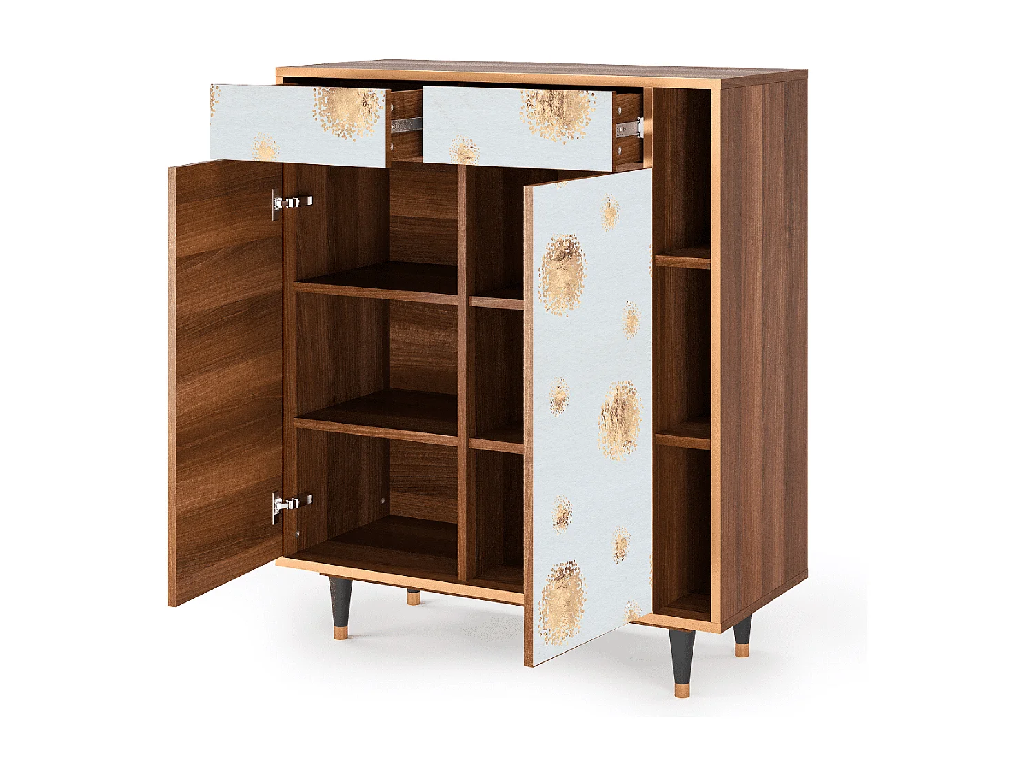 Sideboard - 96х110х41 cm - BS6 - Sky Latte, Walnuss