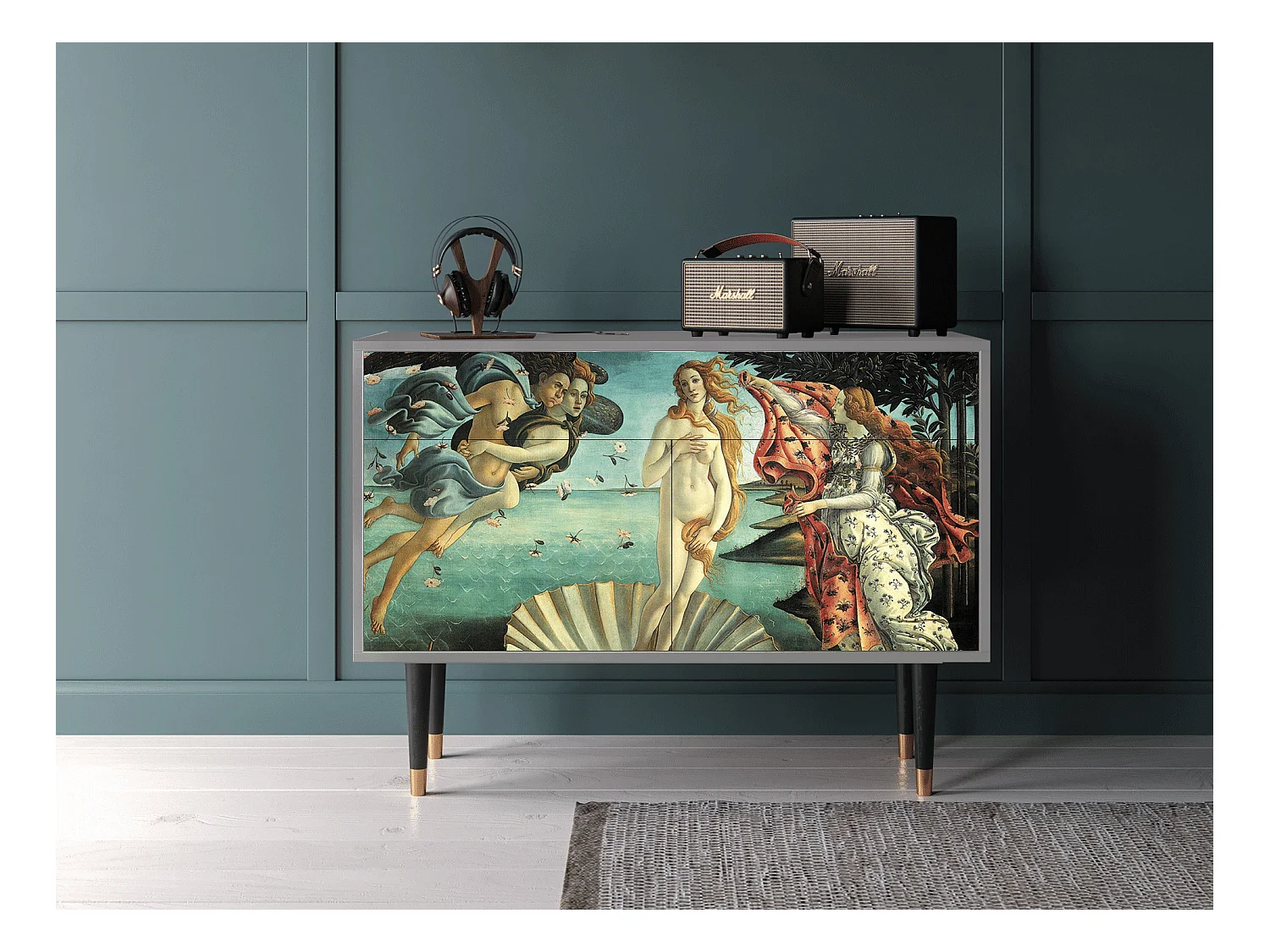 Kredens - 115x85x48 cm - BS4 - The Birth of Venus, Szary