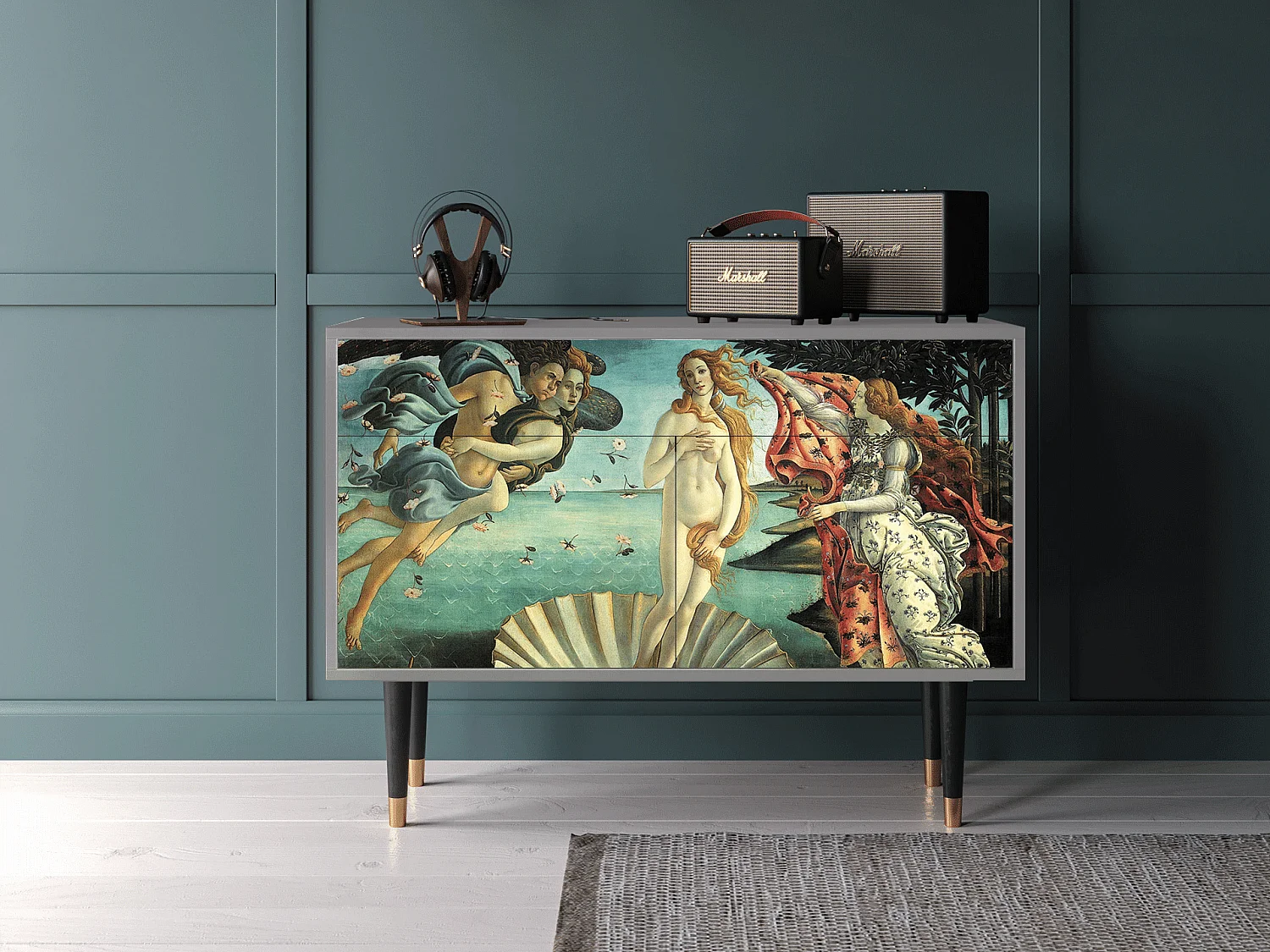 Kredens - 115x85x48 cm - BS4 - The Birth of Venus, Szary