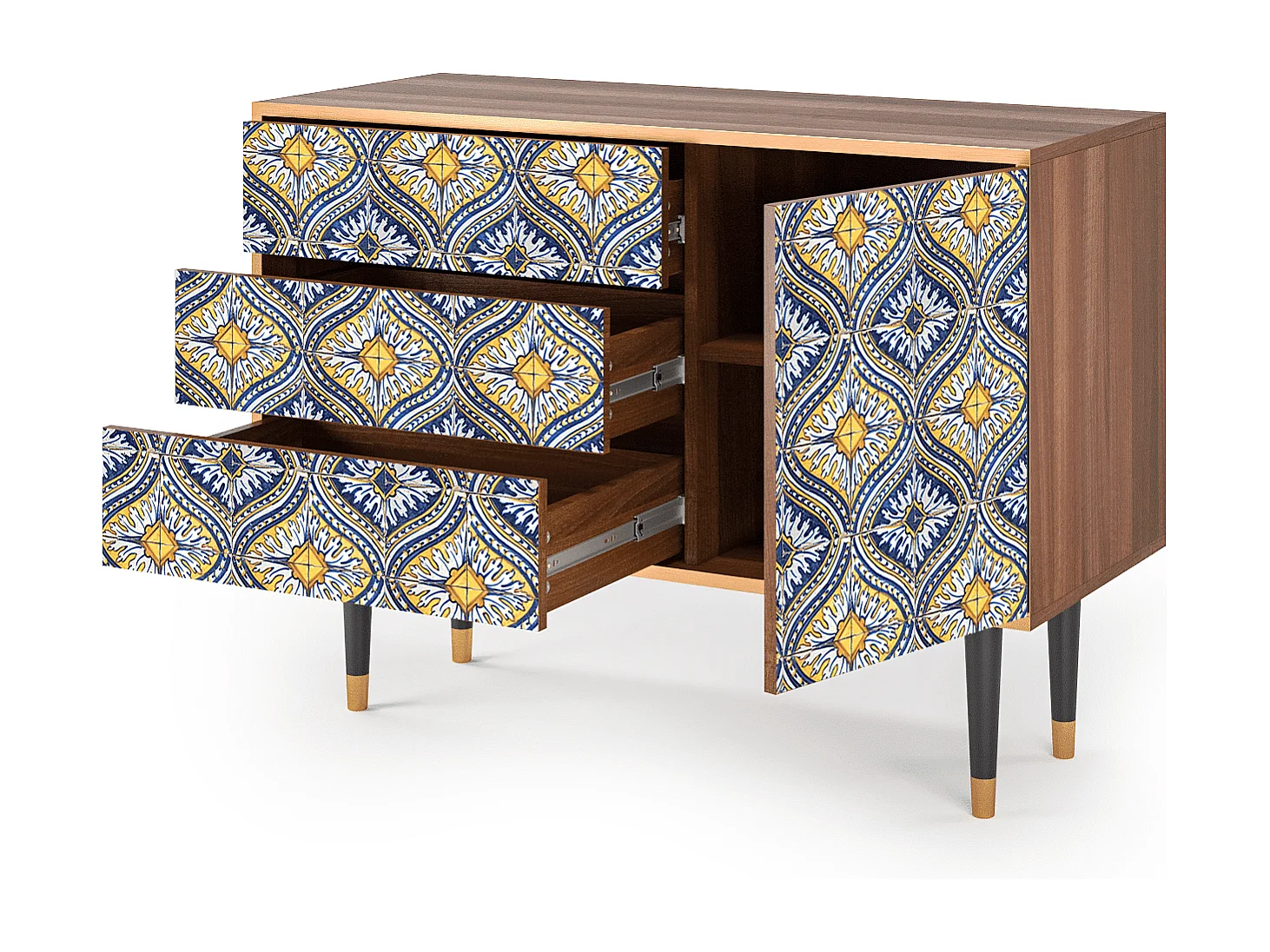 Kredens - 115х84х41 cm - S3 - Illusory Pattern, Orzech