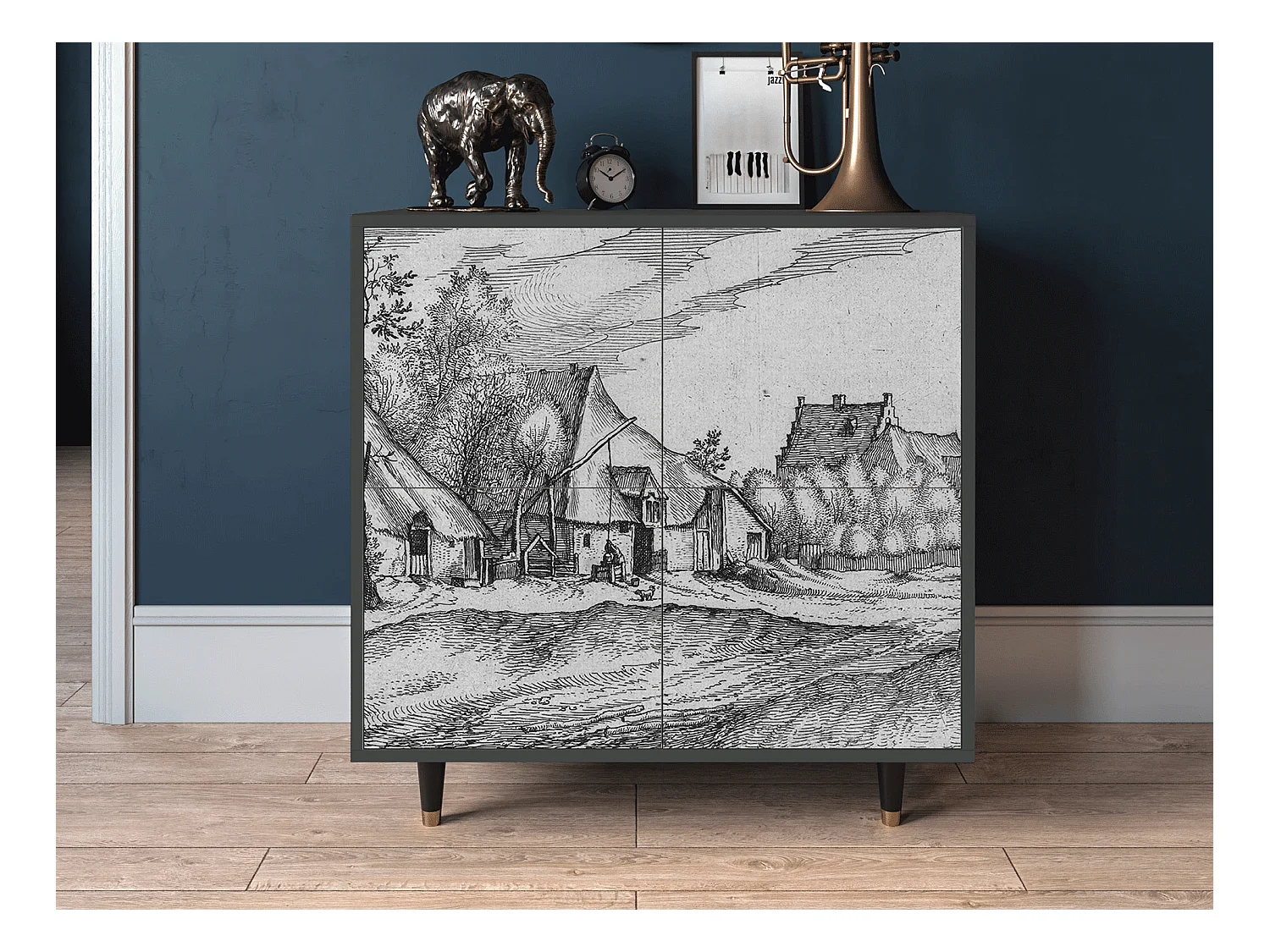 Kredens - 94x96x48 cm - BS3 - Farms in a Village, Antracyt