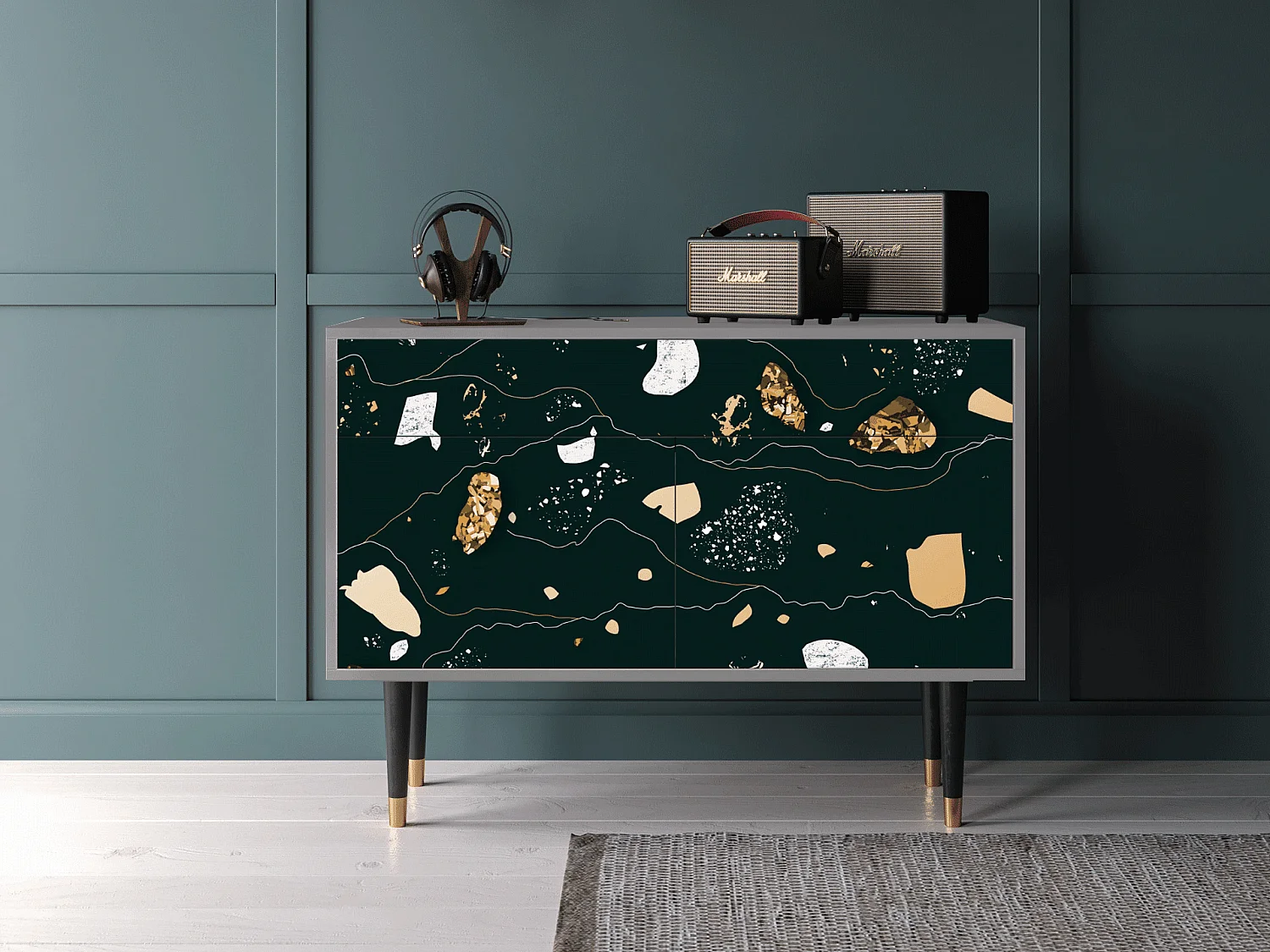 Kredens - 115x85x48 cm - BS4 - Space Rocks, Szary