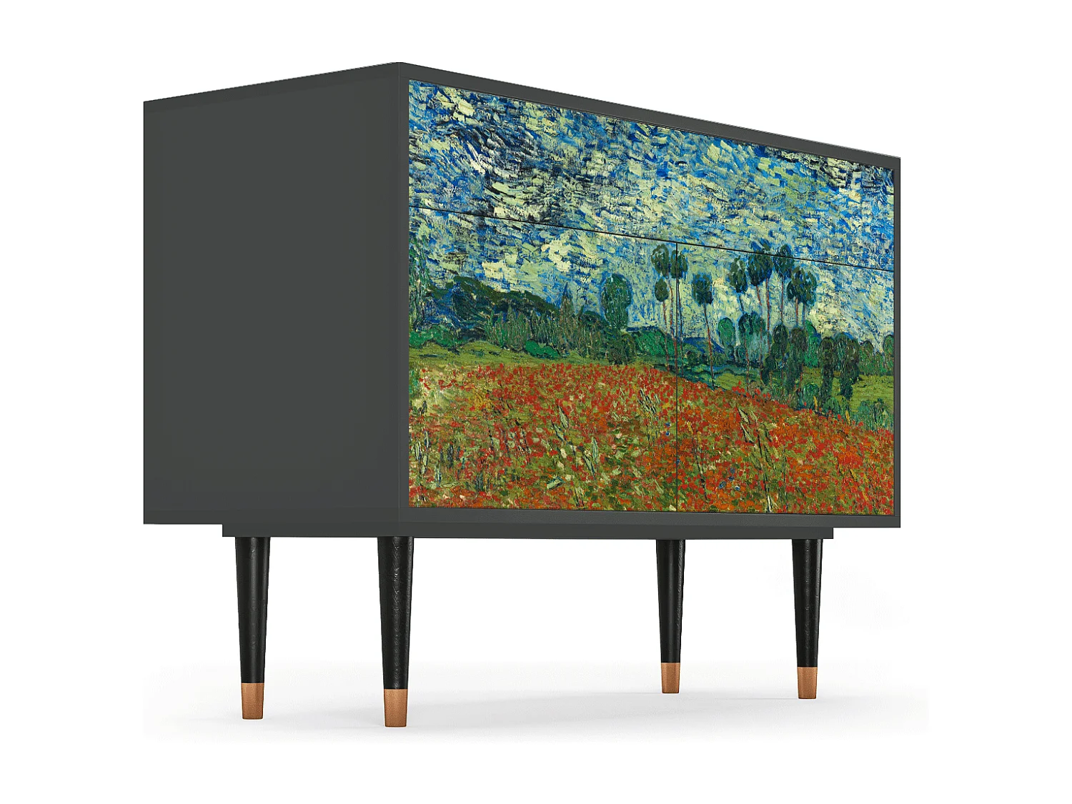 Kredens - 115x85x48 cm - BS4 - Poppy field by van Gogh, Antracyt