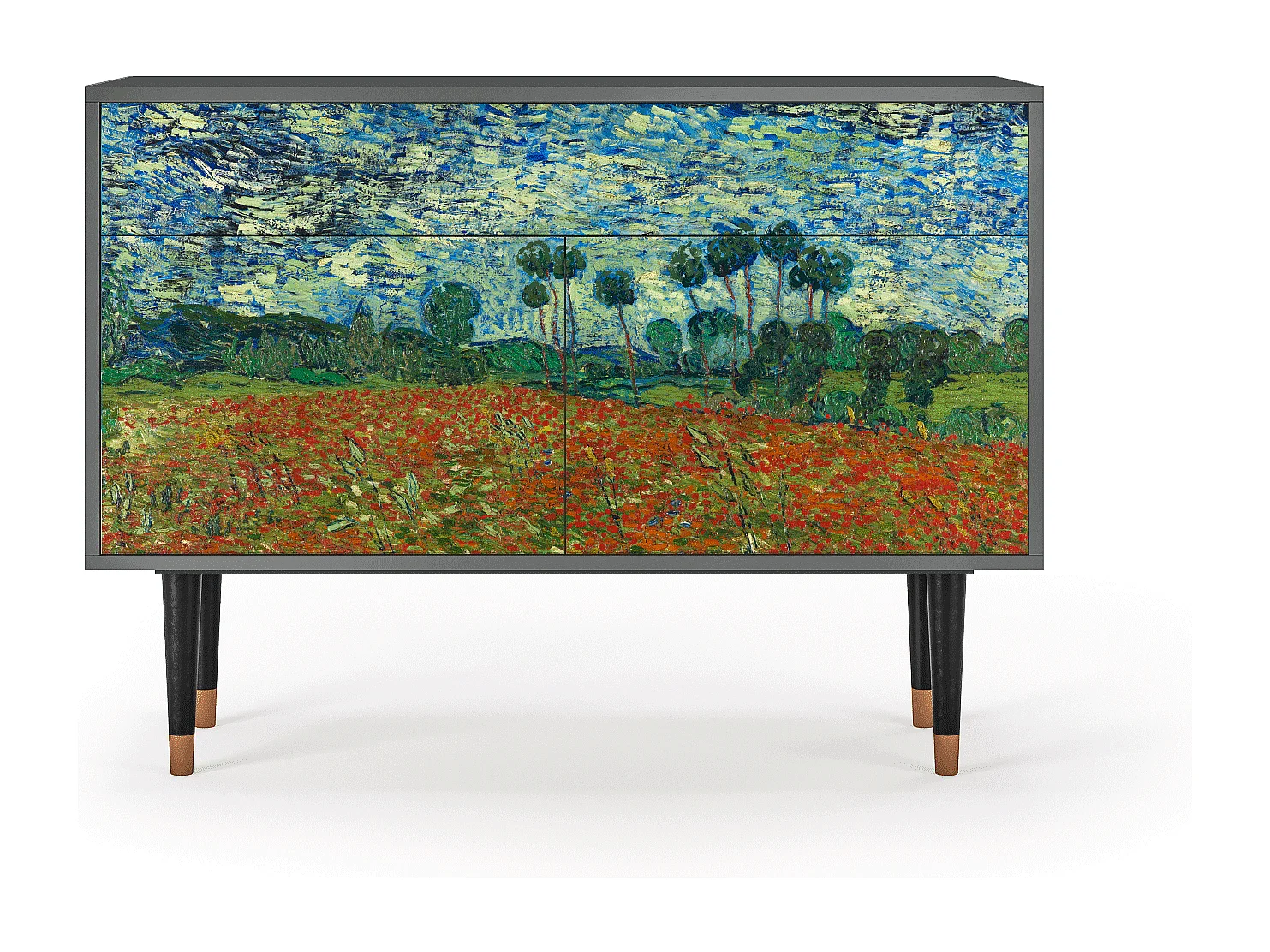 Buffet - 115x85x48 cm - BS4 - Poppy field by van Gogh, Anthracite