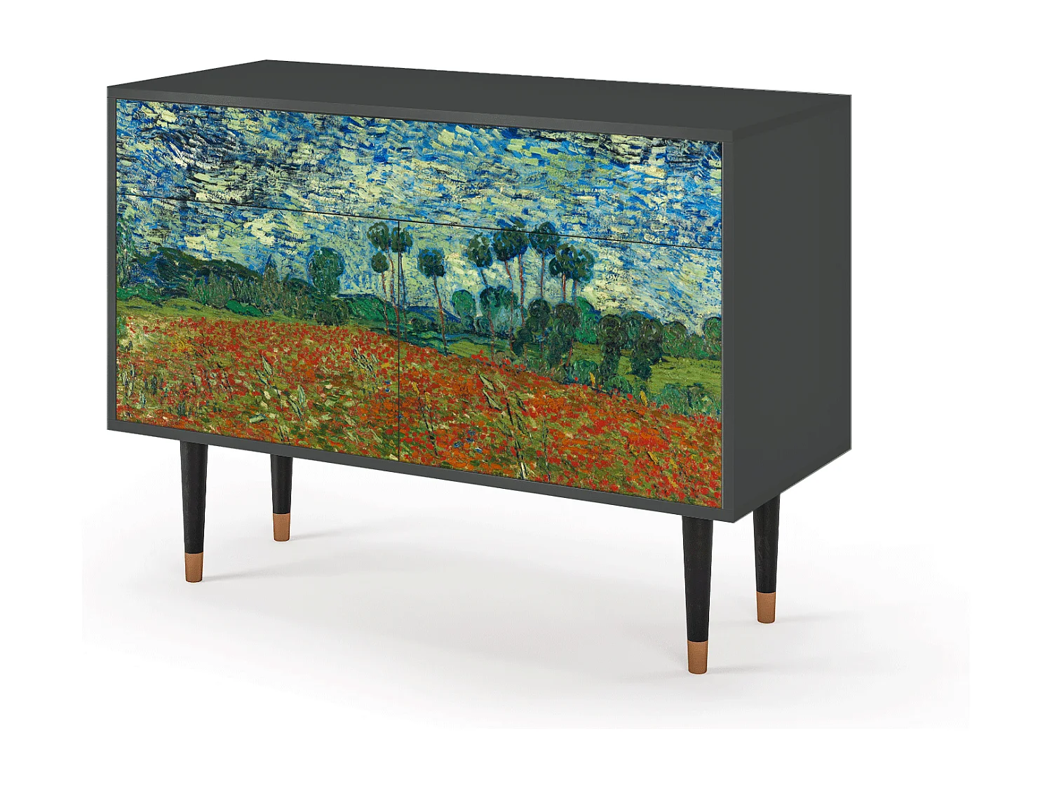 Buffet - 115x85x48 cm - BS4 - Poppy field by van Gogh, Anthracite