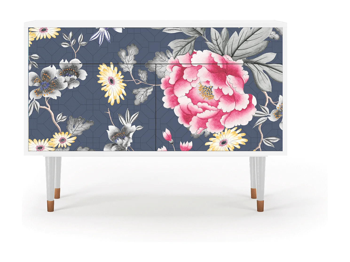 Kredens - 115x85x48 cm - BS4 - Dark Flower Bed, Biały