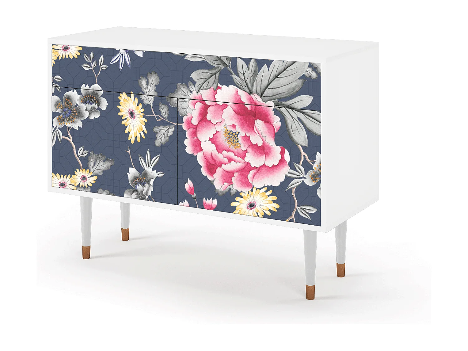 Kredens - 115x85x48 cm - BS4 - Dark Flower Bed, Biały