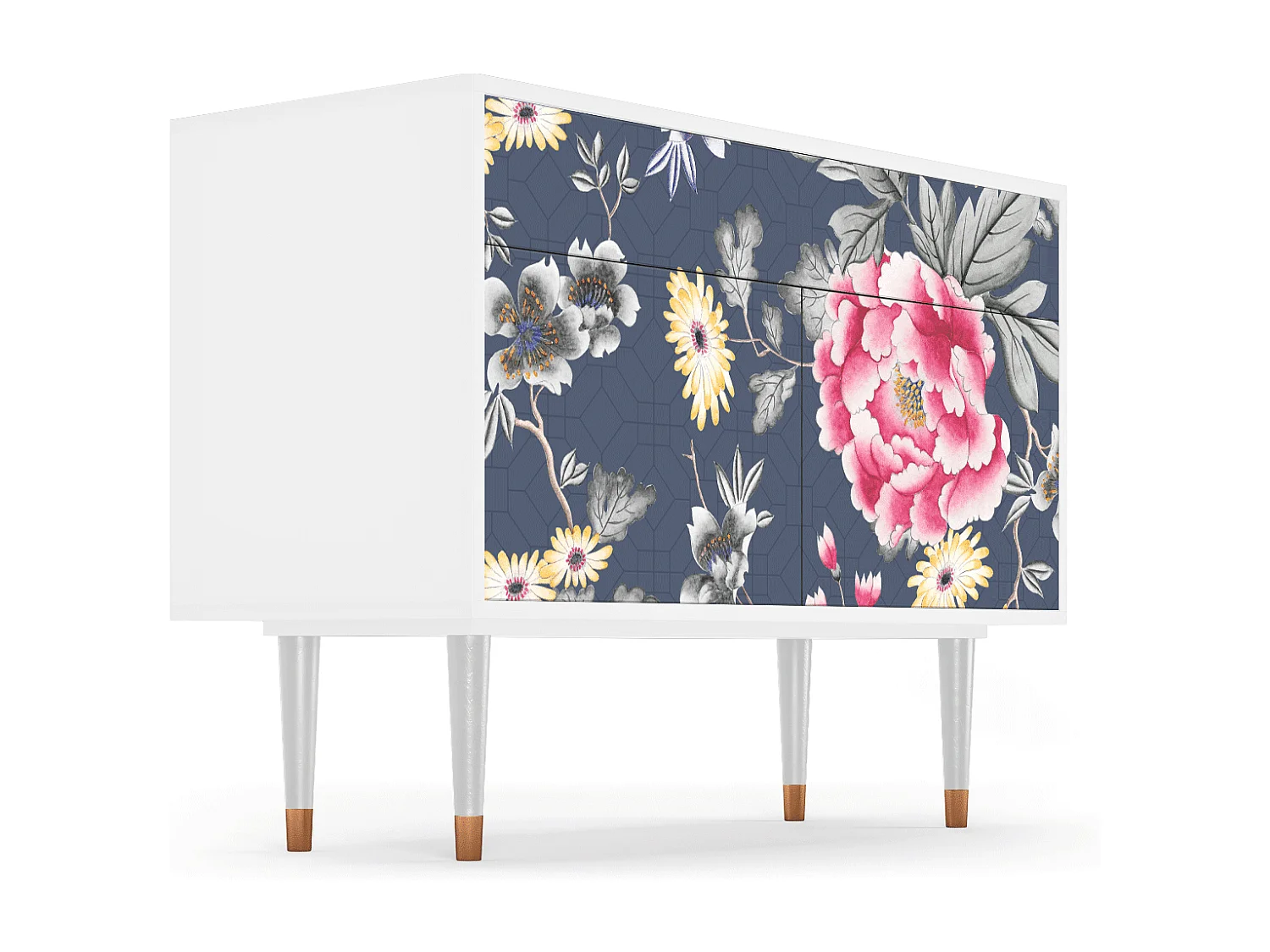 Kredens - 115x85x48 cm - BS4 - Dark Flower Bed, Biały