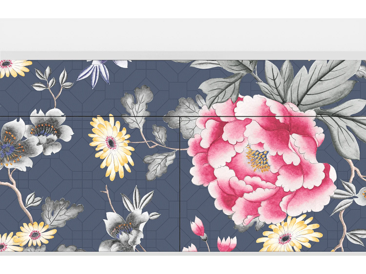 Kredens - 115x85x48 cm - BS4 - Dark Flower Bed, Biały