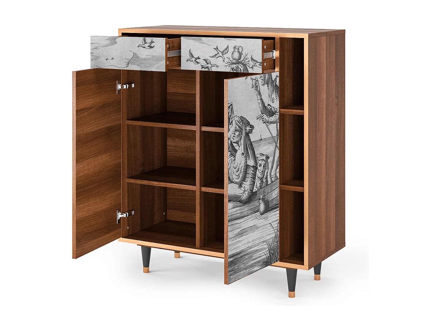 Sideboard - 96х110х41 cm - BS6 - Blau Schuyte, Walnuss