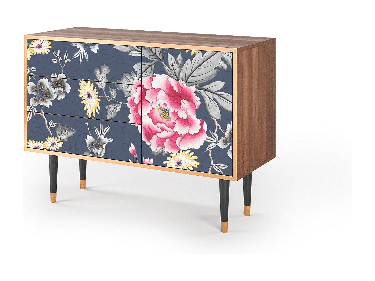 Kredens - 115х84х41 cm - S3 - Dark Flower Bed, Orzech
