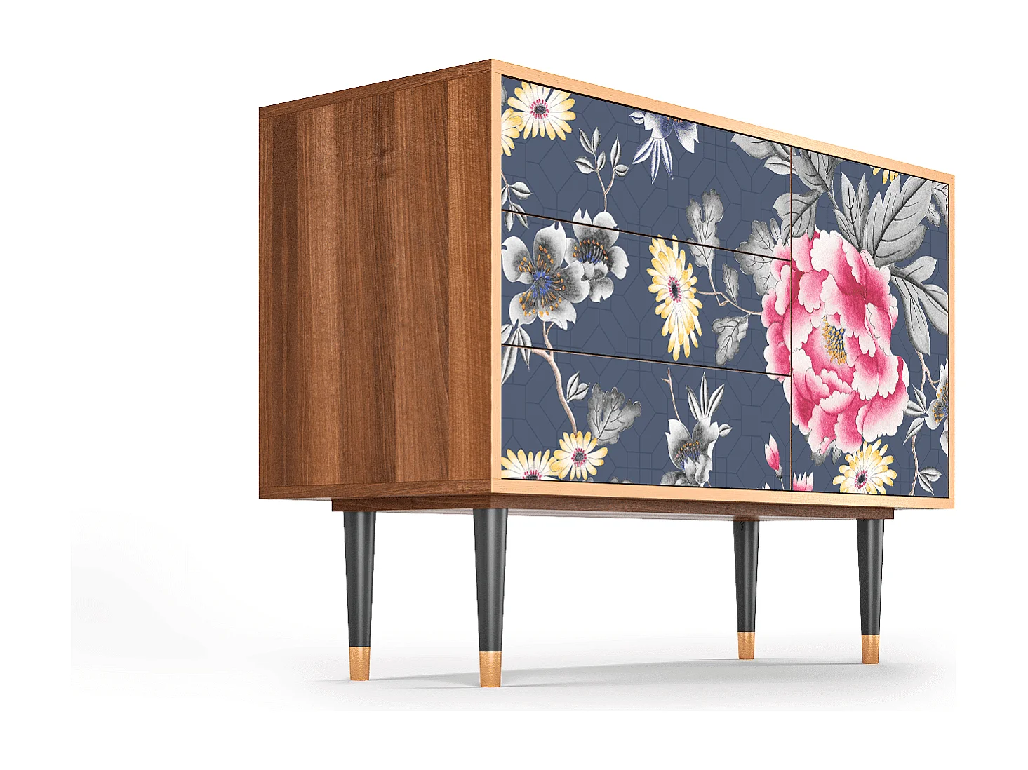 Kredens - 115х84х41 cm - S3 - Dark Flower Bed, Orzech