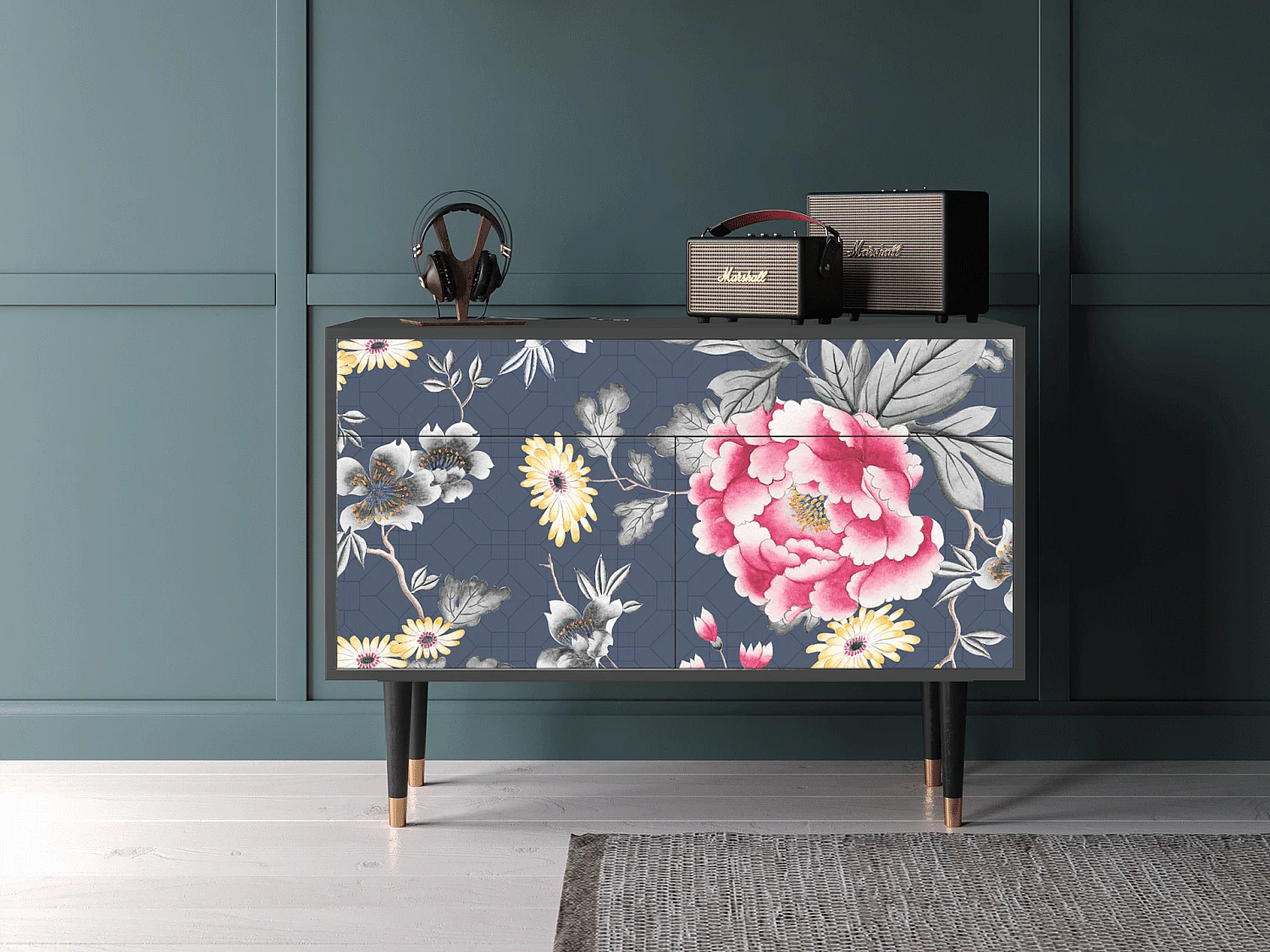 Kredens - 115x85x48 cm - BS4 - Dark Flower Bed, Antracyt