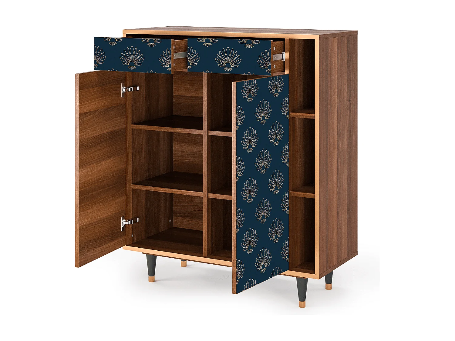 Dressoir - 96х110х41 cm - BS6 - Blue Lotus, Walnoot
