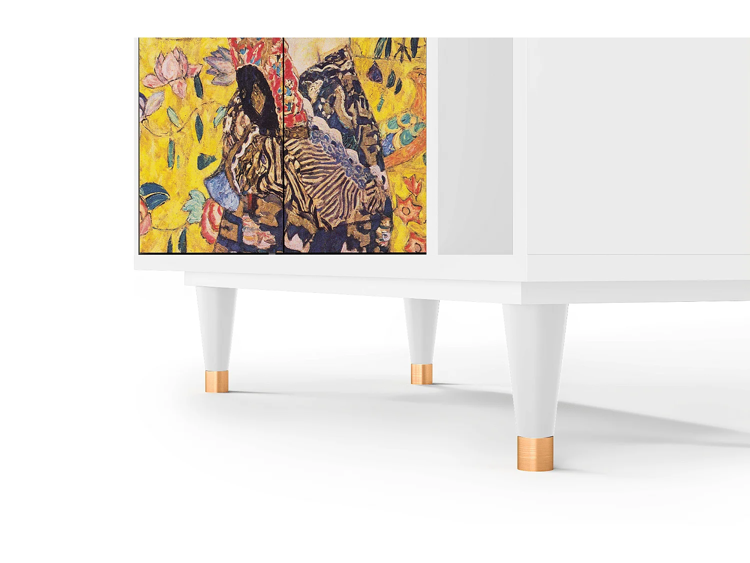 Kredens - 96х110х41 cm - BS6 - Lady with Fan by Klimt, Biały