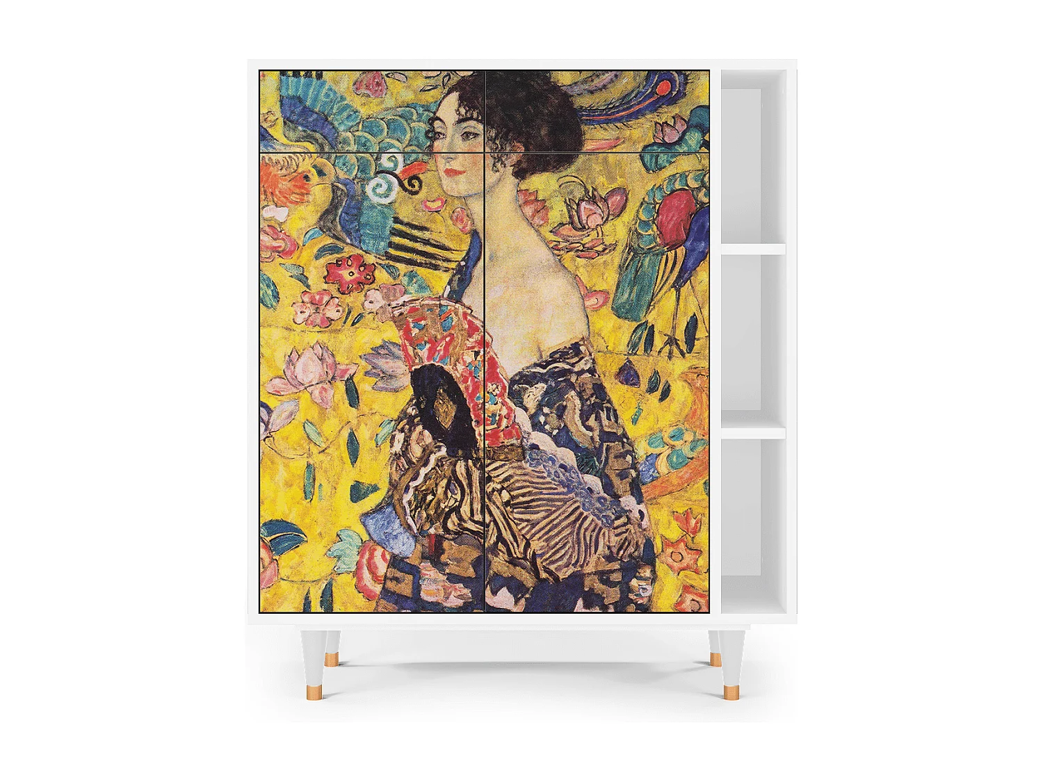 Kredens - 96х110х41 cm - BS6 - Lady with Fan by Klimt, Biały