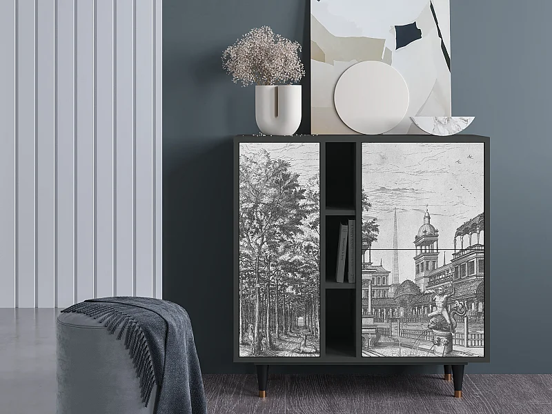 Kredens - 94х96х41 cm - BS5 - View of the Piazza, Antracyt