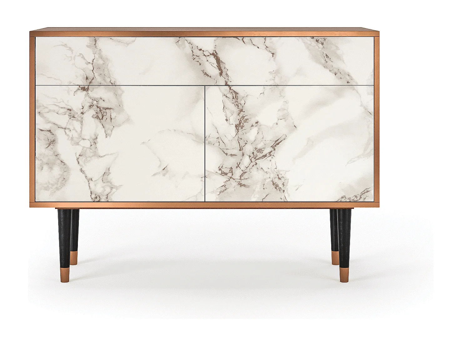 Credenza - 115x85x48 cm - BS4 - Milk Marble, Noce