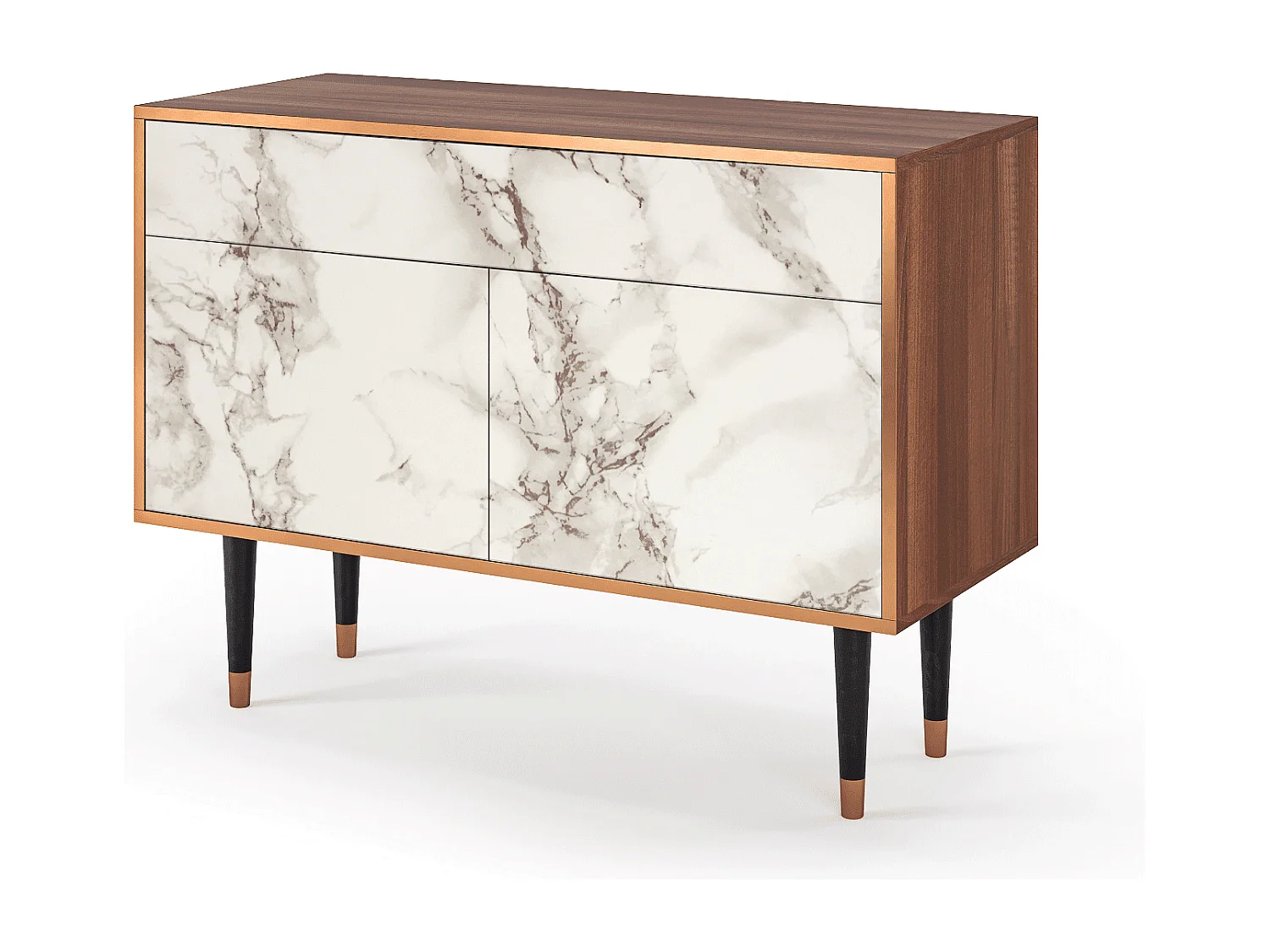 Credenza - 115x85x48 cm - BS4 - Milk Marble, Noce