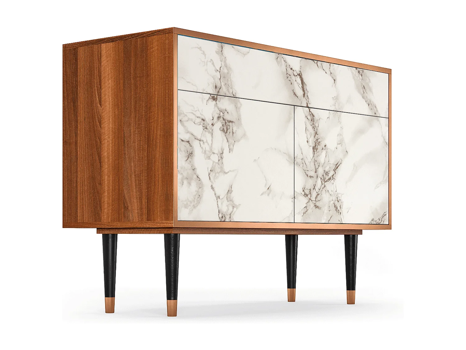 Credenza - 115x85x48 cm - BS4 - Milk Marble, Noce