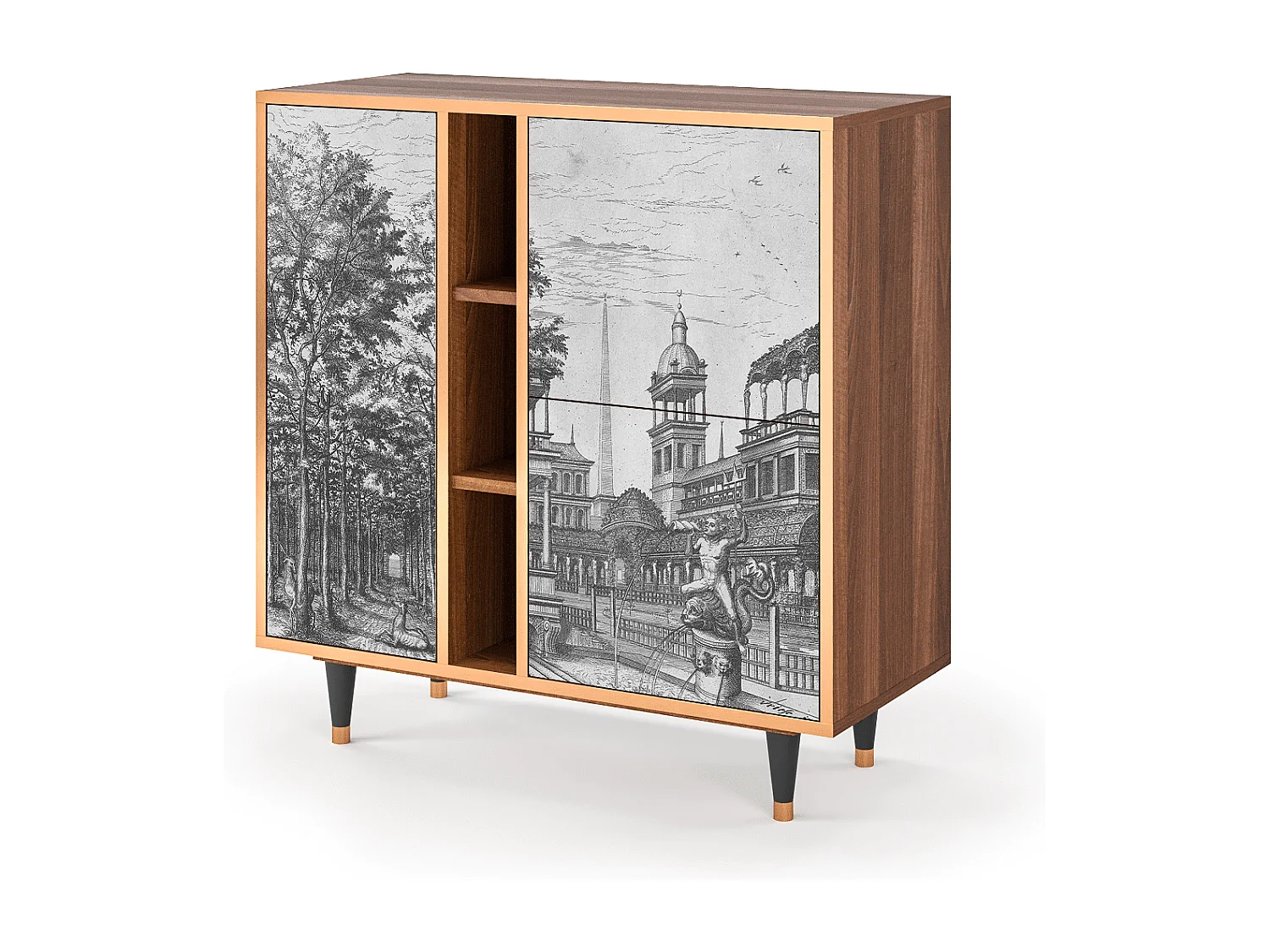 Buffet - 94х96х41 cm - BS5 - View of the Piazza, Noyer