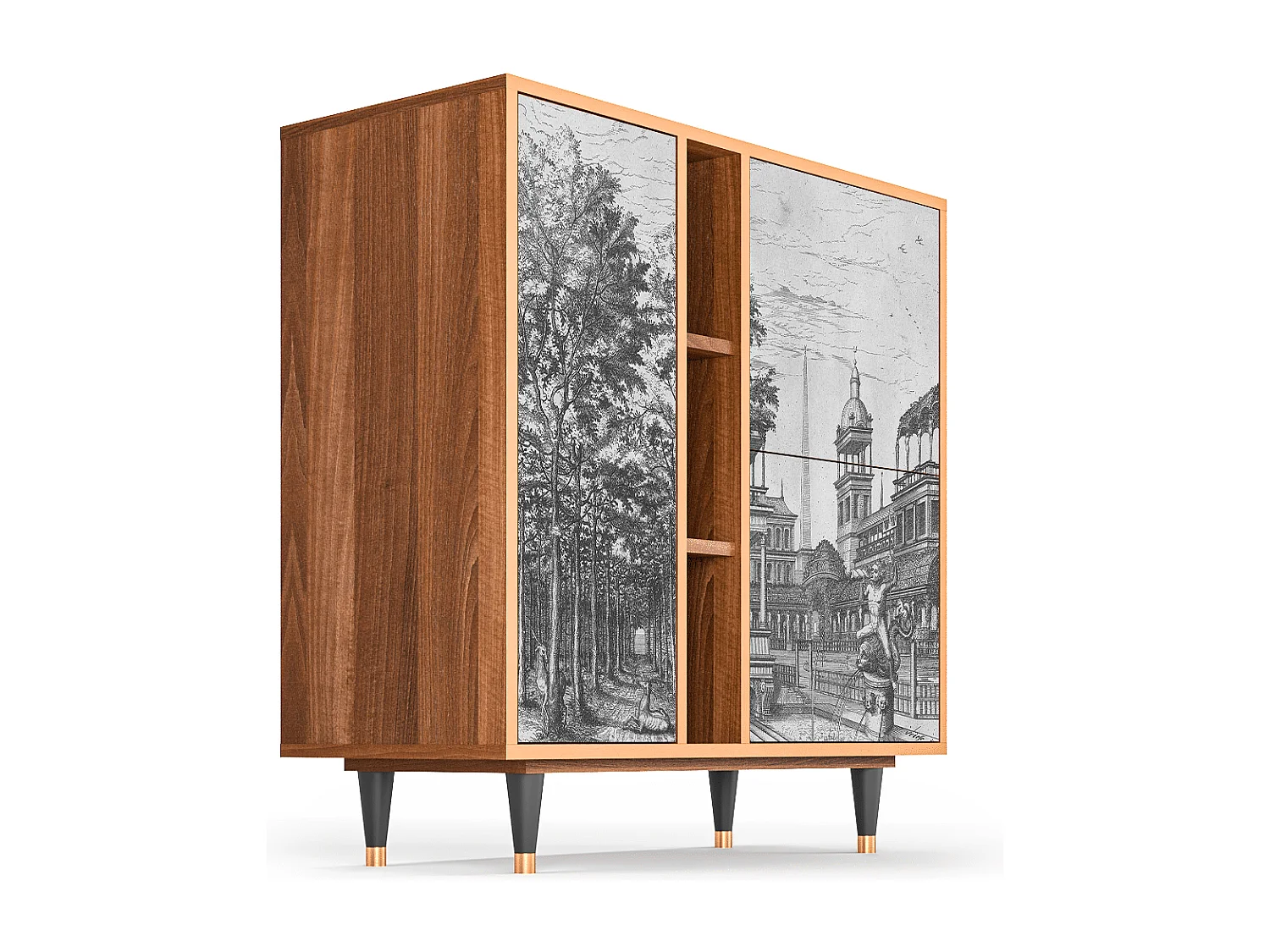 Buffet - 94х96х41 cm - BS5 - View of the Piazza, Noyer